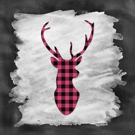 Pink Plaid Deer by Tara Moss art print