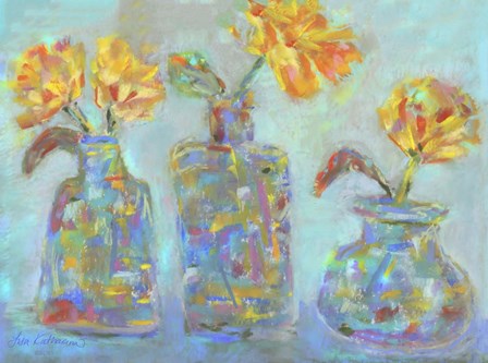 Nina&#39;s Three Bud Vases by Lisa Katharina art print
