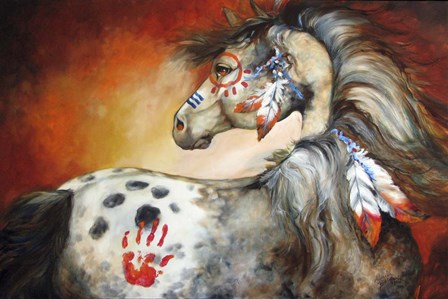 4 Feathers Indian War Pony by Marcia Baldwin art print