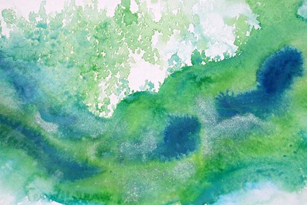 Green Waves Watercolor Abstract Splash 1 by Irena Orlov art print