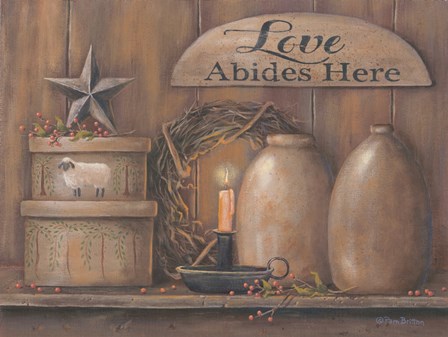 Love Abides Here Shelf by Pam Britton art print