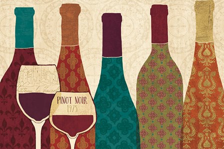 Wine Collage I with Glassware by Veronique Charron art print