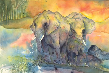 Elephants by Chris Paschke art print