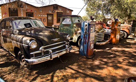 Old Cars Trucks Route 66 by Tom Brossart art print