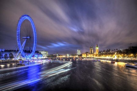 Light Trails Up The Thames by Nick Jackson art print