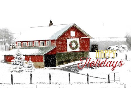 Happy Holidays Barn by Jennifer Pugh art print