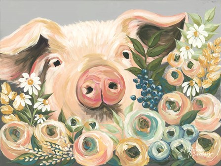 Pig in the Flower Garden by Michele Norman art print