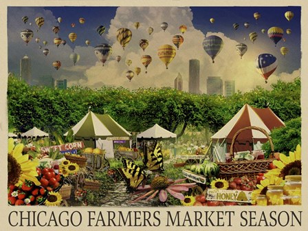 Chicago Farmers Market by Old Red Truck art print